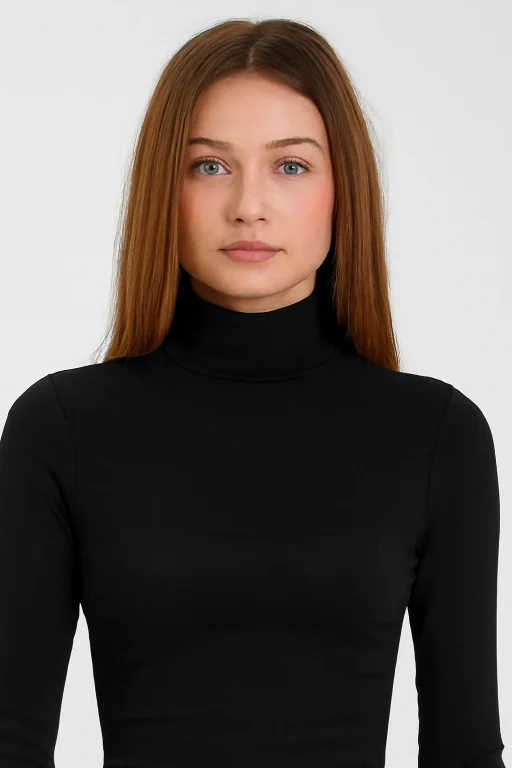 Women Black High-Neck Sweater - Image 3