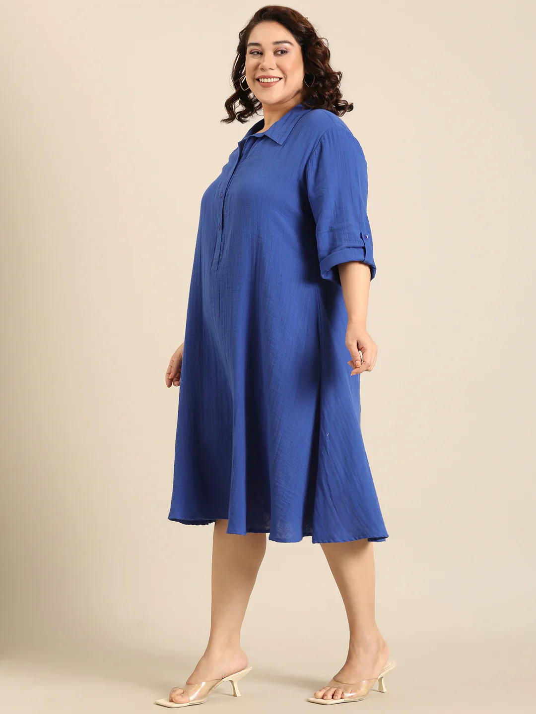 Women Blue Cobalt A-Line Dress - Image 2