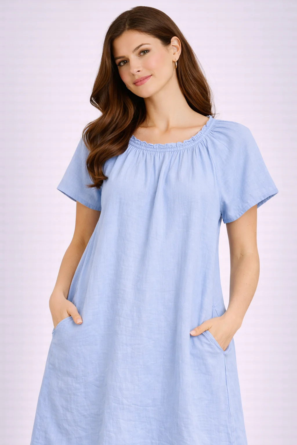 Women Blue Cotton Dress - Image 3