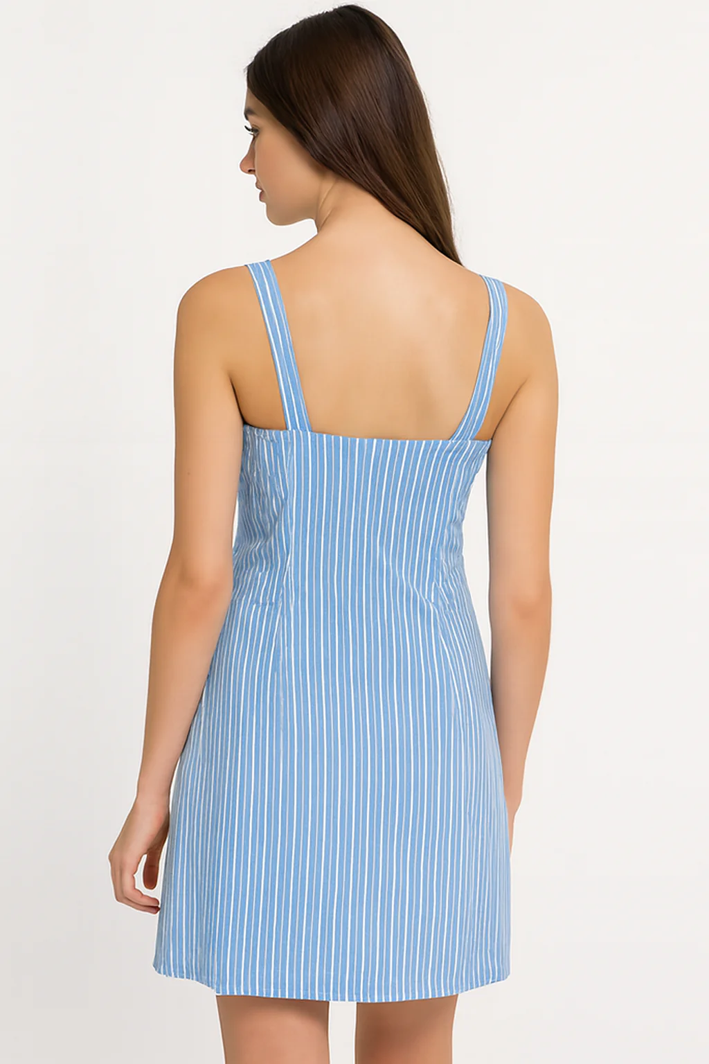 Women Blue Cotton Shift Dress - Image 2