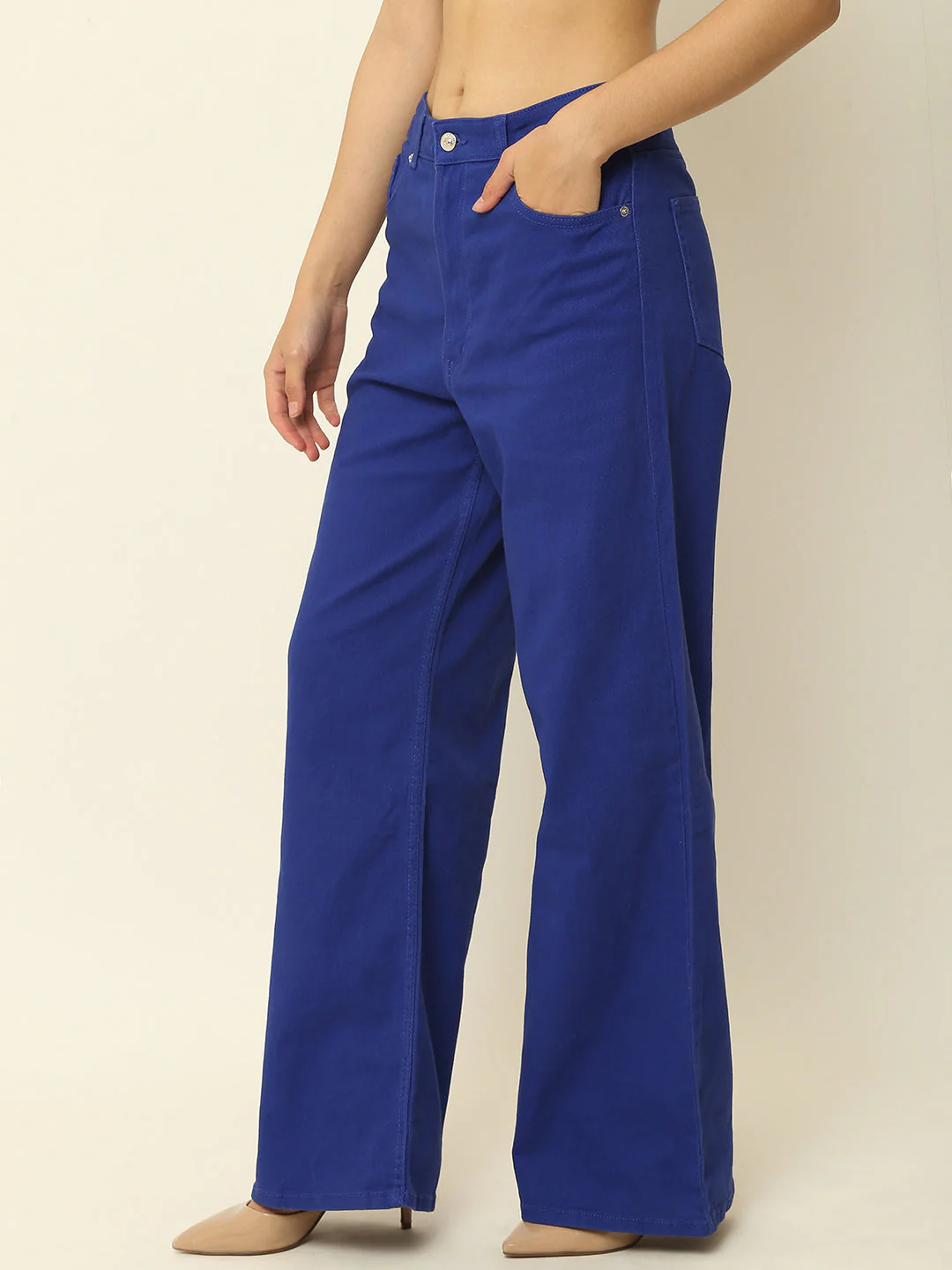 Women Blue Full Length Pants - Image 3