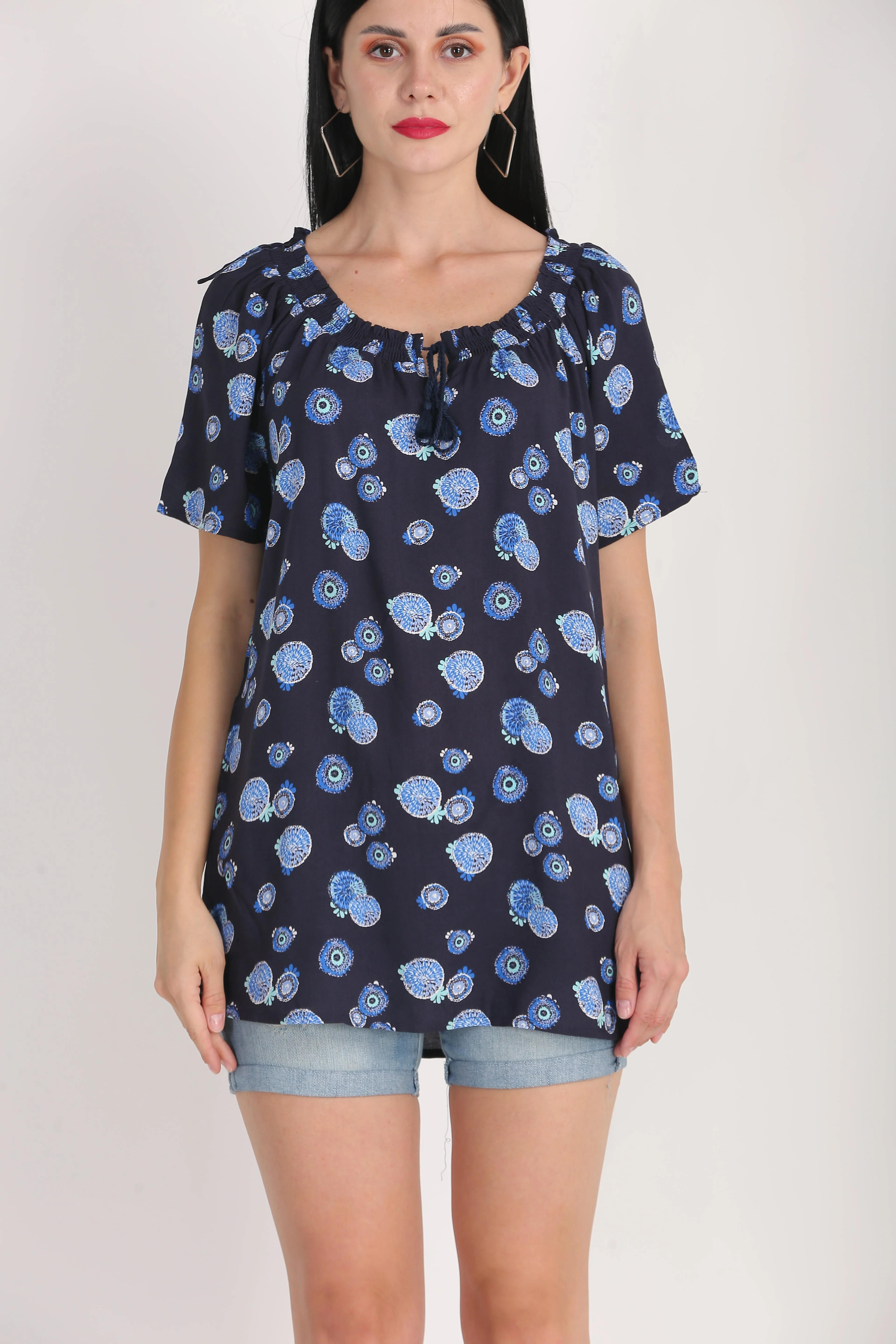 Women Blue Printed Summer Top - Image 5