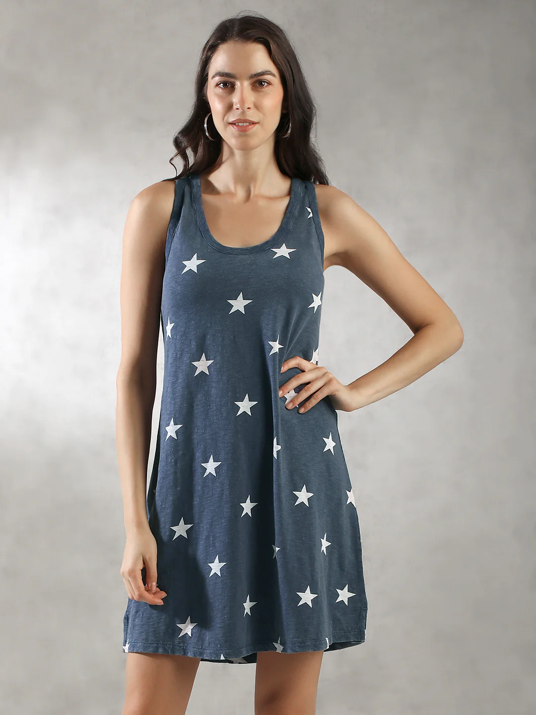 Women Blue Beach Vintage Midi Dress