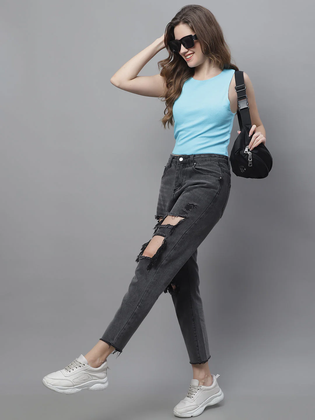 Women Blue Sleeveless Top - Image 6