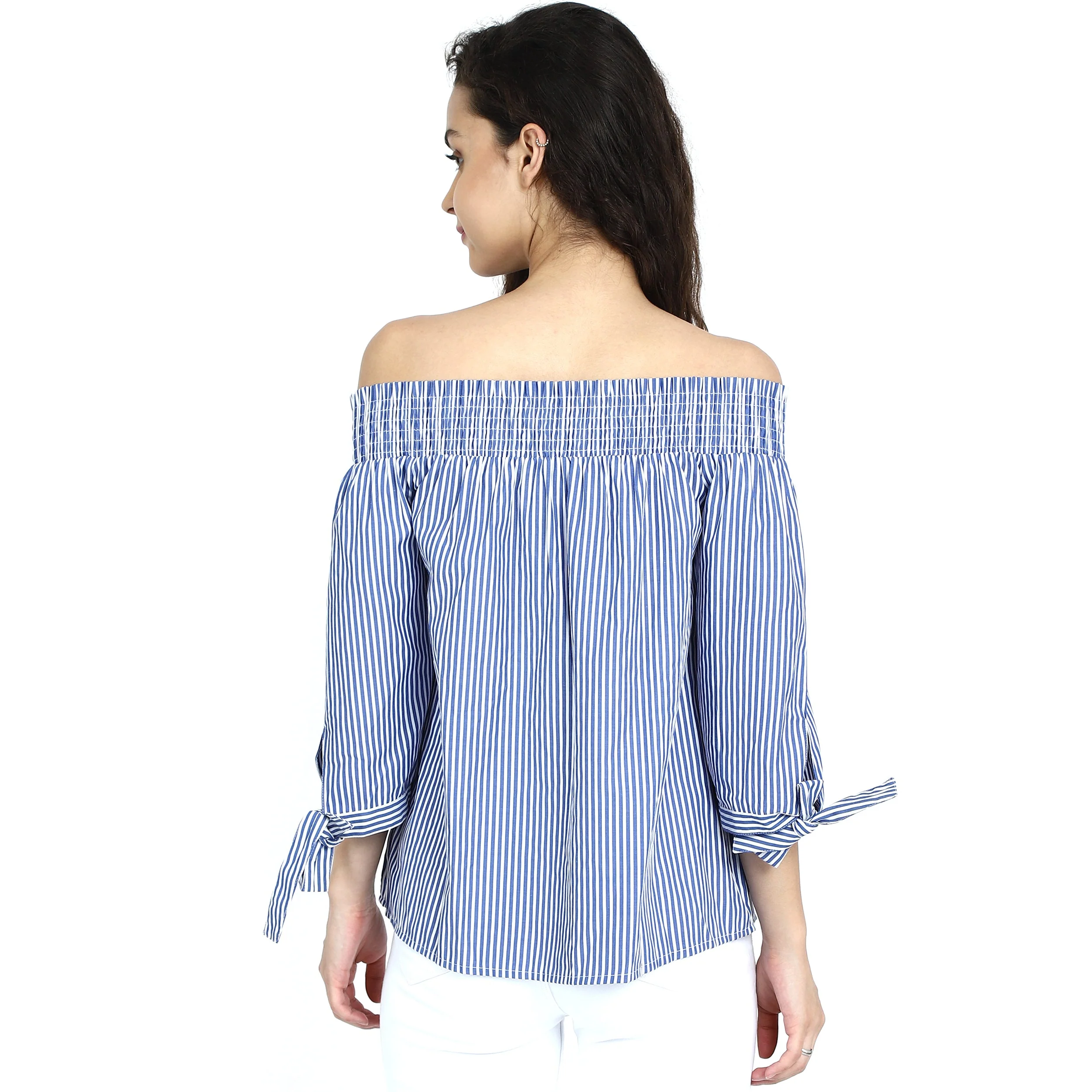 Women Striped Off Shoulder Top - Image 3