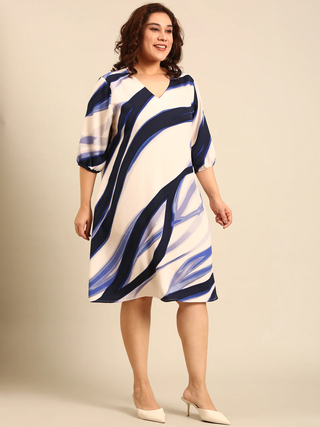 Women Blue-White Maxi Dress - Image 5