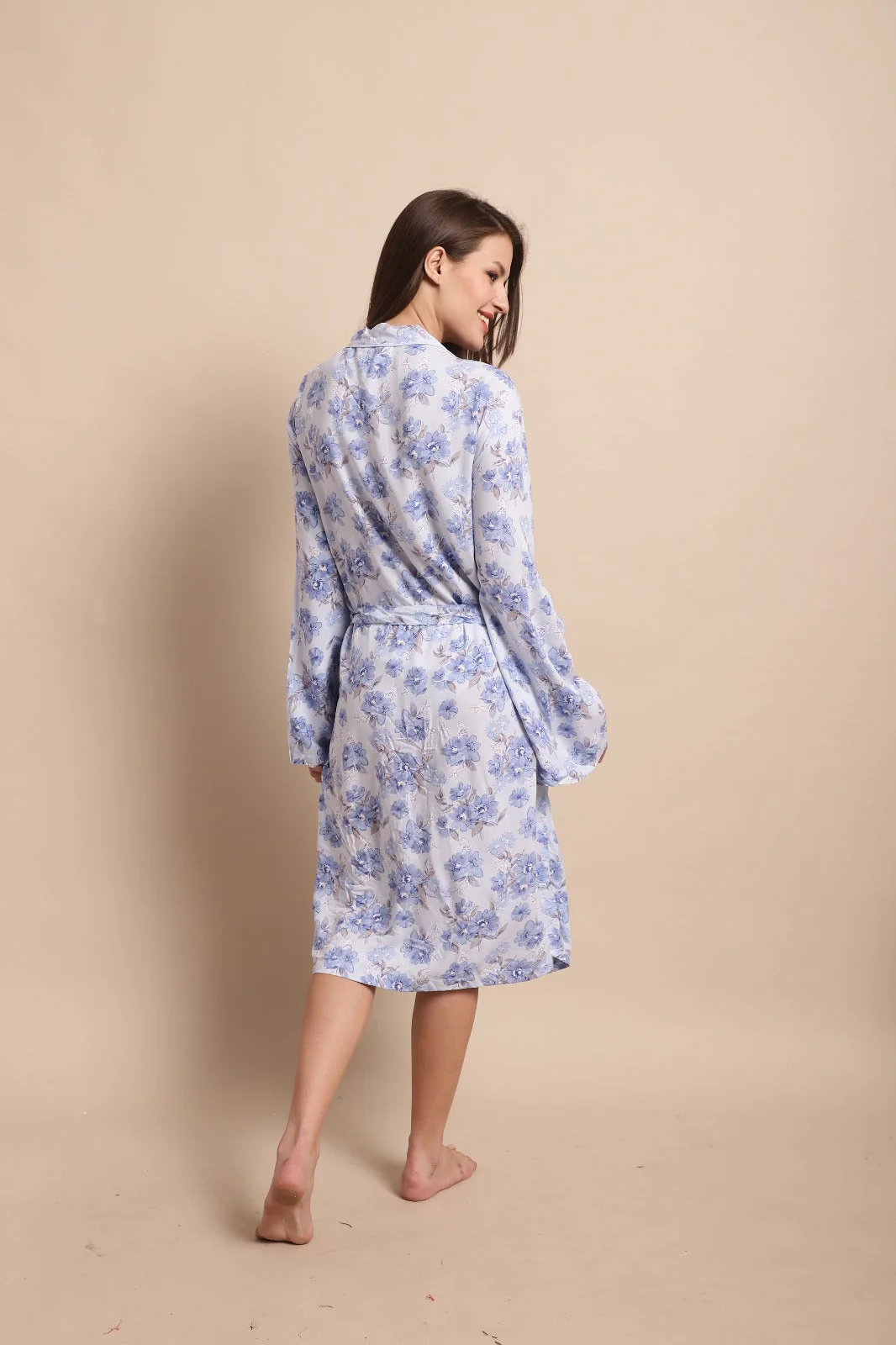 Women Blue Wrap Midi Dress - Image 5