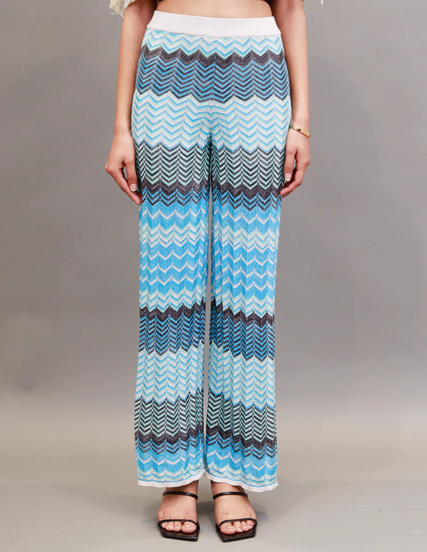 Women Blue Zigzag Trousers - Image 4