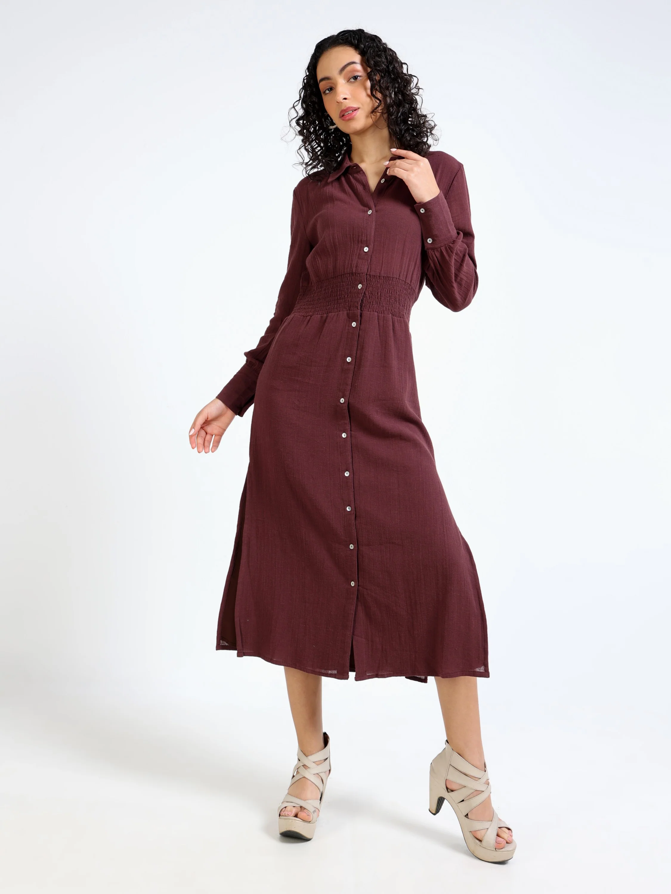 Women Button Down Maxi Dress