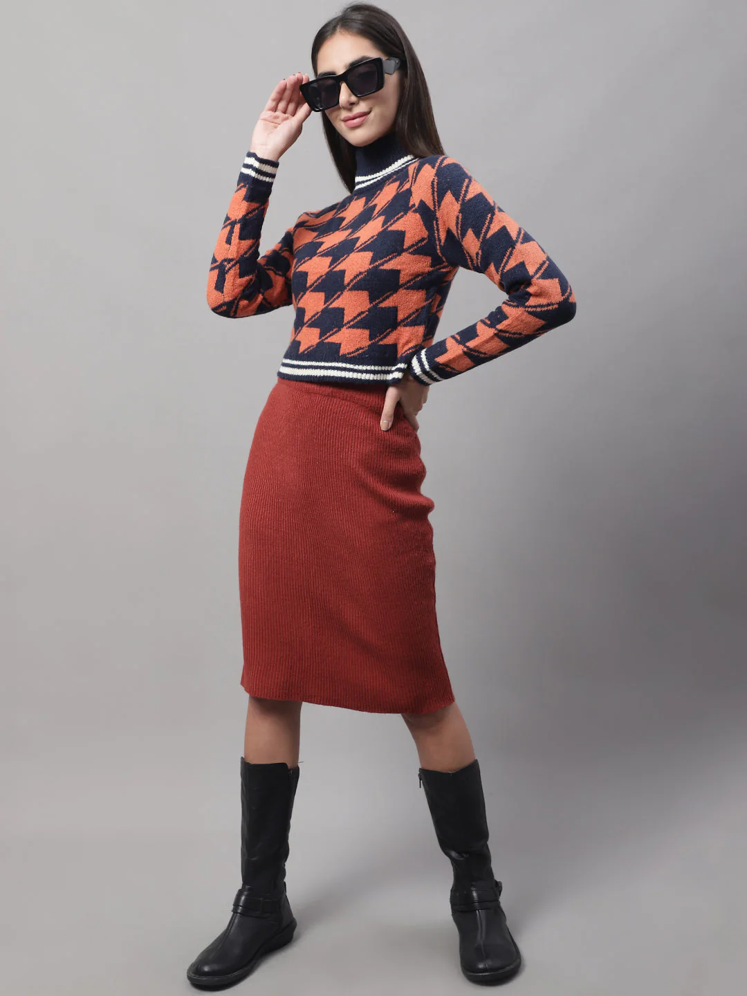 Women Brown High Neck Vest - Image 6