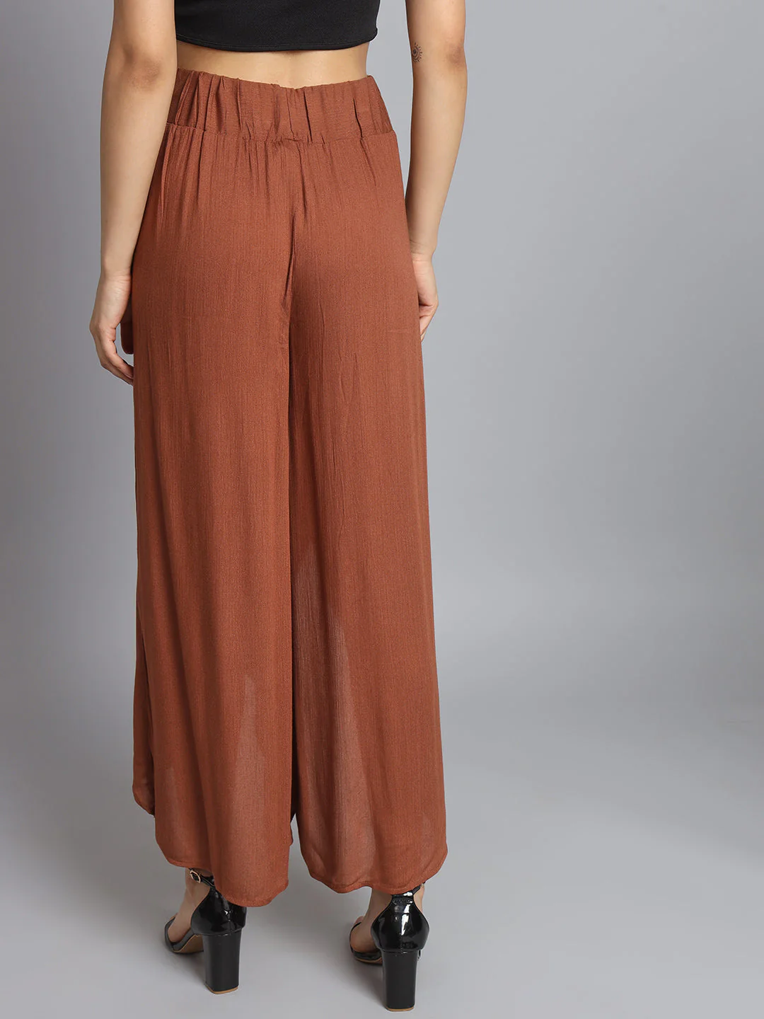 Women Brown Slit Pants - Image 5