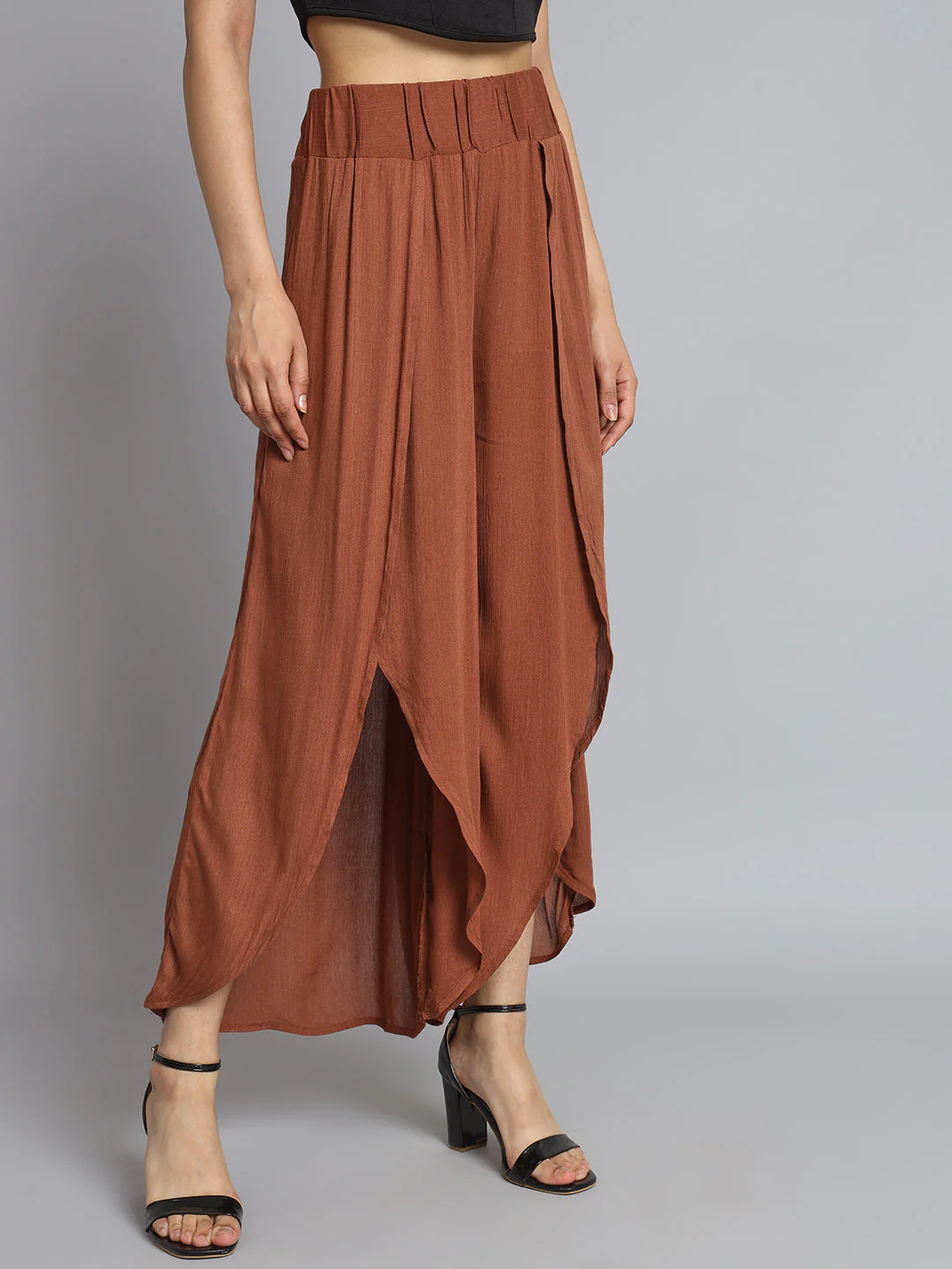 Women Brown Slit Pants - Image 7