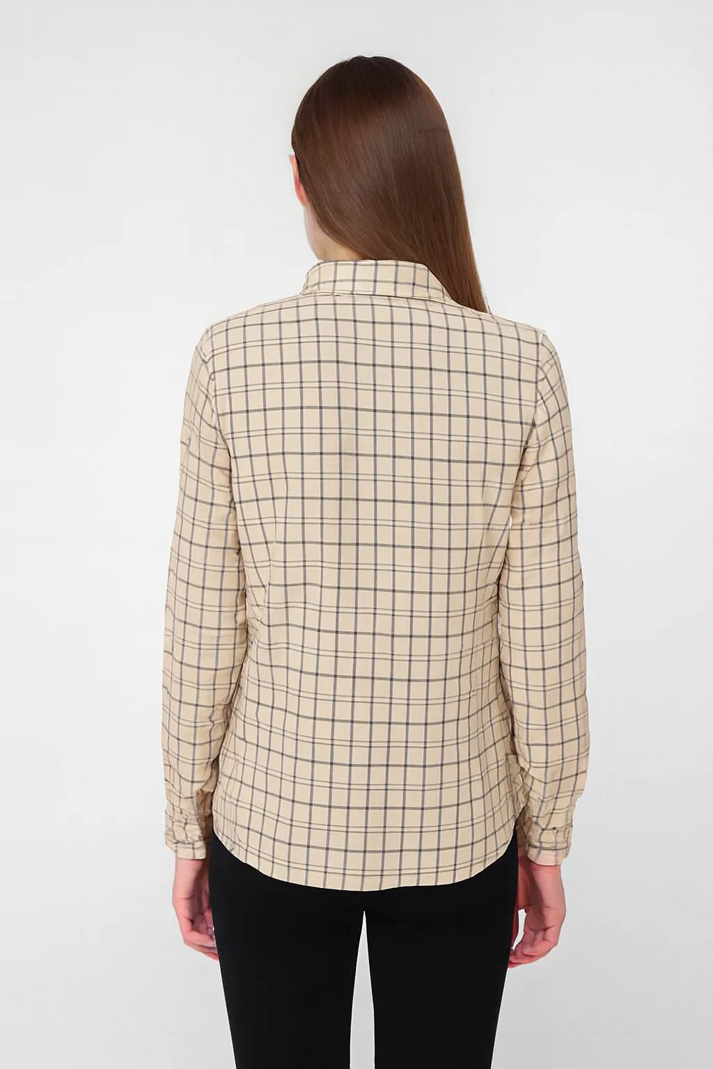 Women Brown Viscose Checked Cotton Shirt - Image 2