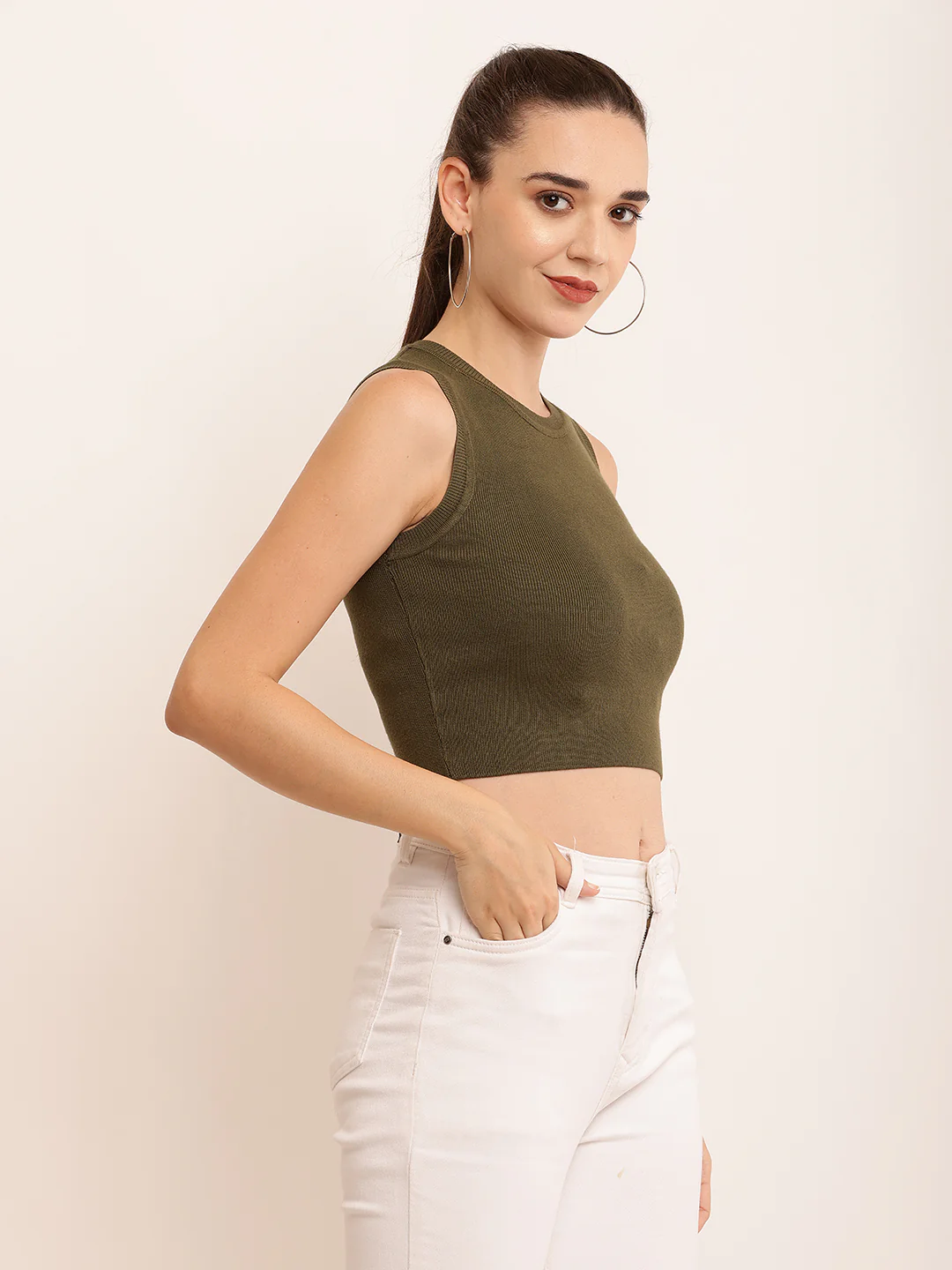 Women Cool Green Crop Top - Image 2