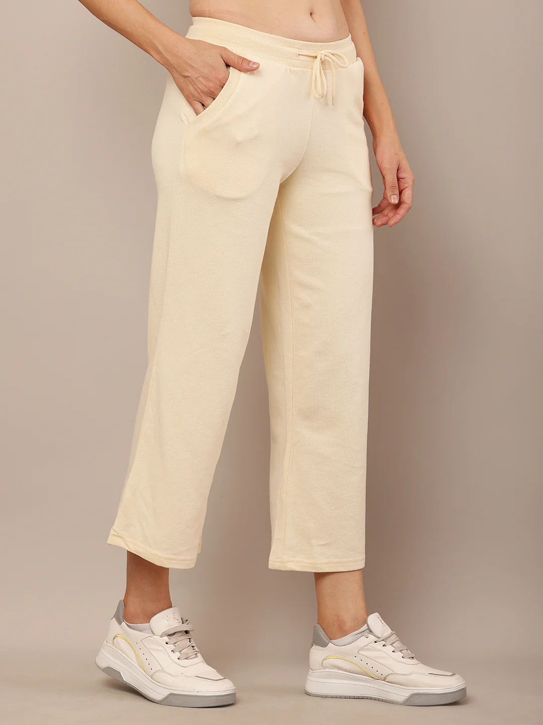 Women Cream Stretch Pants - Image 4