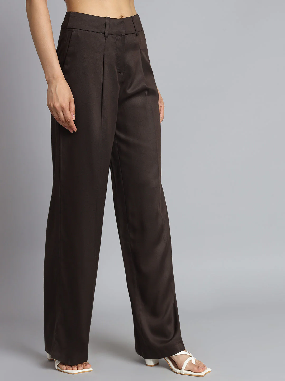 Women Dark Brown Plus Size Pants - Image 5