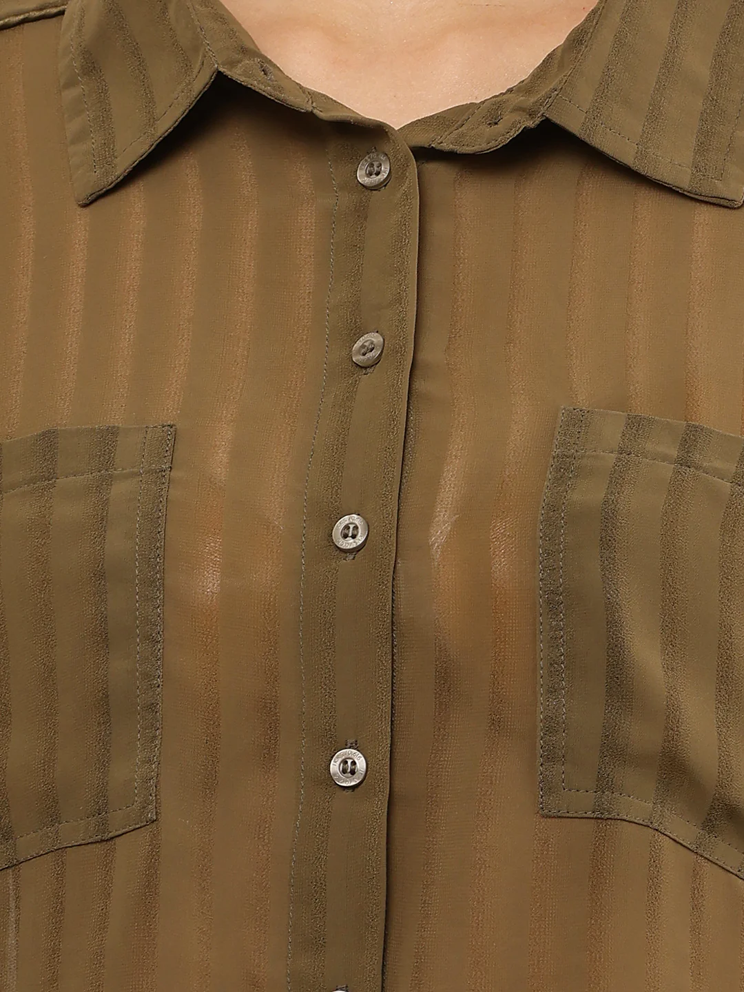 Women Dark Sea Green Button-Down Shirt - Image 5