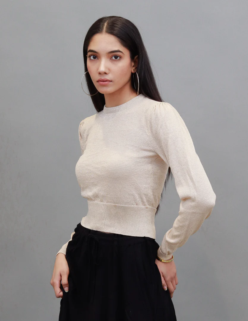Women Gold Round Neck Long Sleeve - Image 2