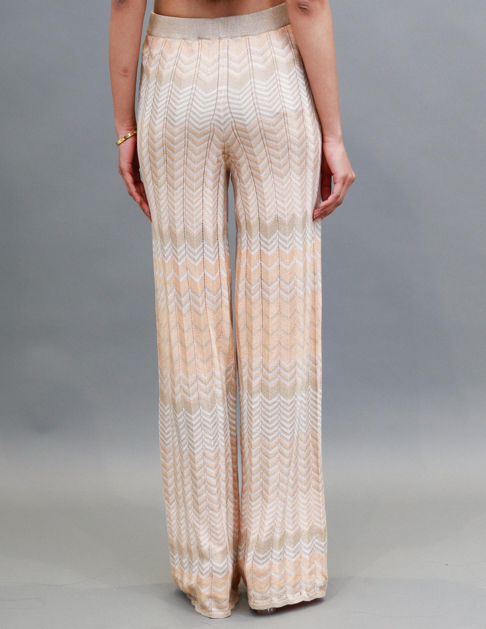 Women Gold Zigzag Trousers - Image 3