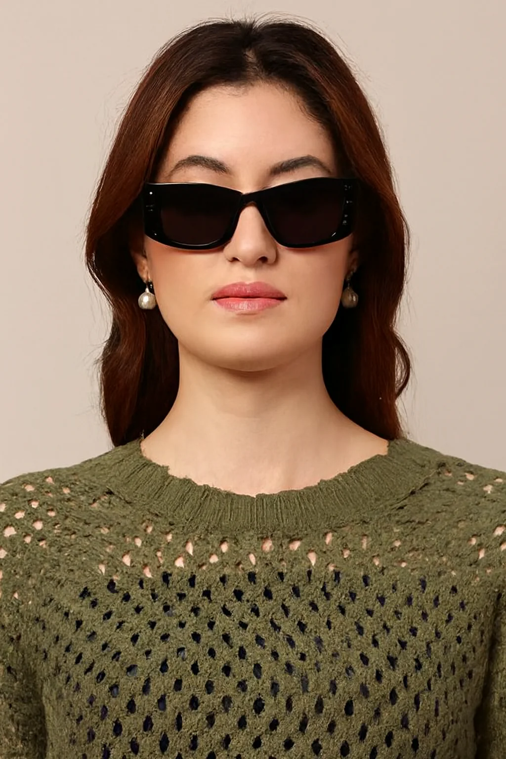 Women Green Acrylic Crop Sweater - Image 3