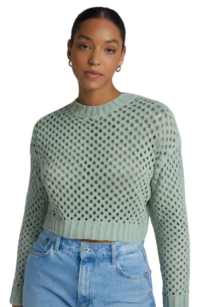 Women Green Acrylic Crop Sweater
