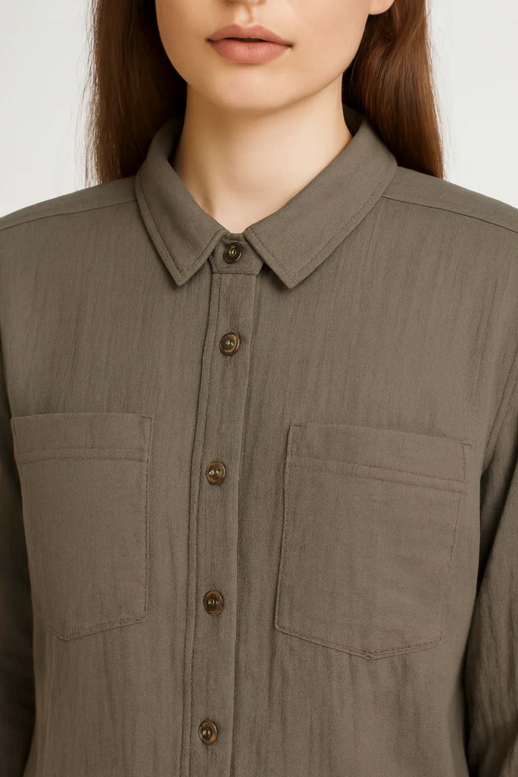 Women Green Cotton Shirt - Image 3