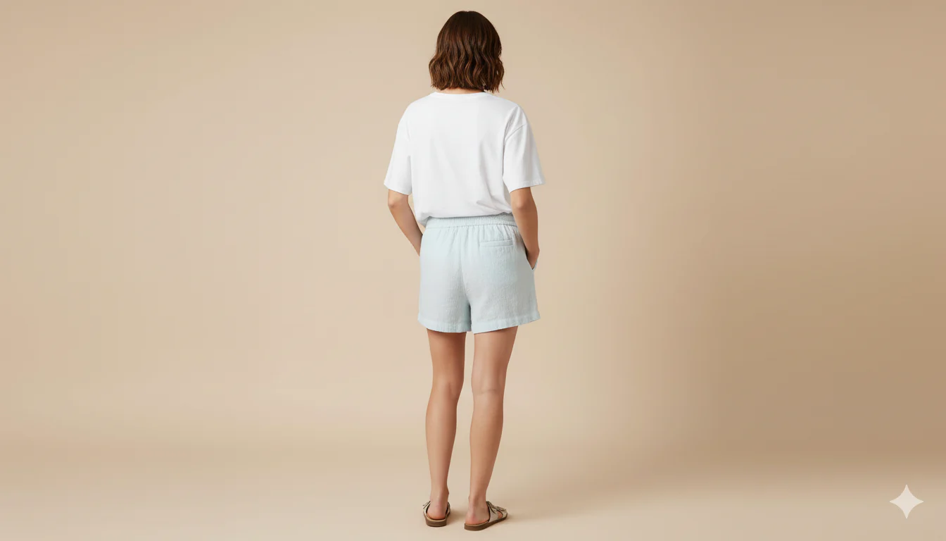 Women Green Cotton Shorts - Image 2