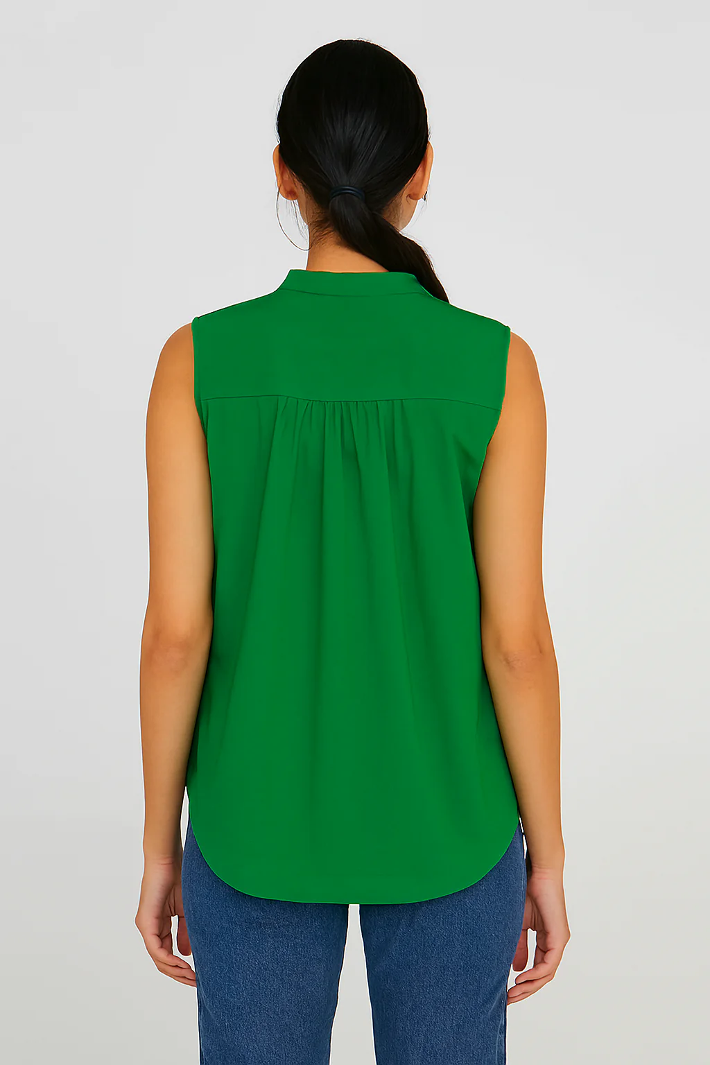 Women Green Cotton Sleeveless Top - Image 2
