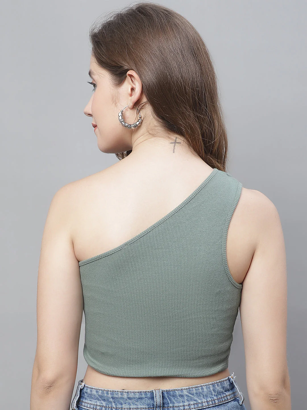 Women Green One Shoulder Top - Image 4