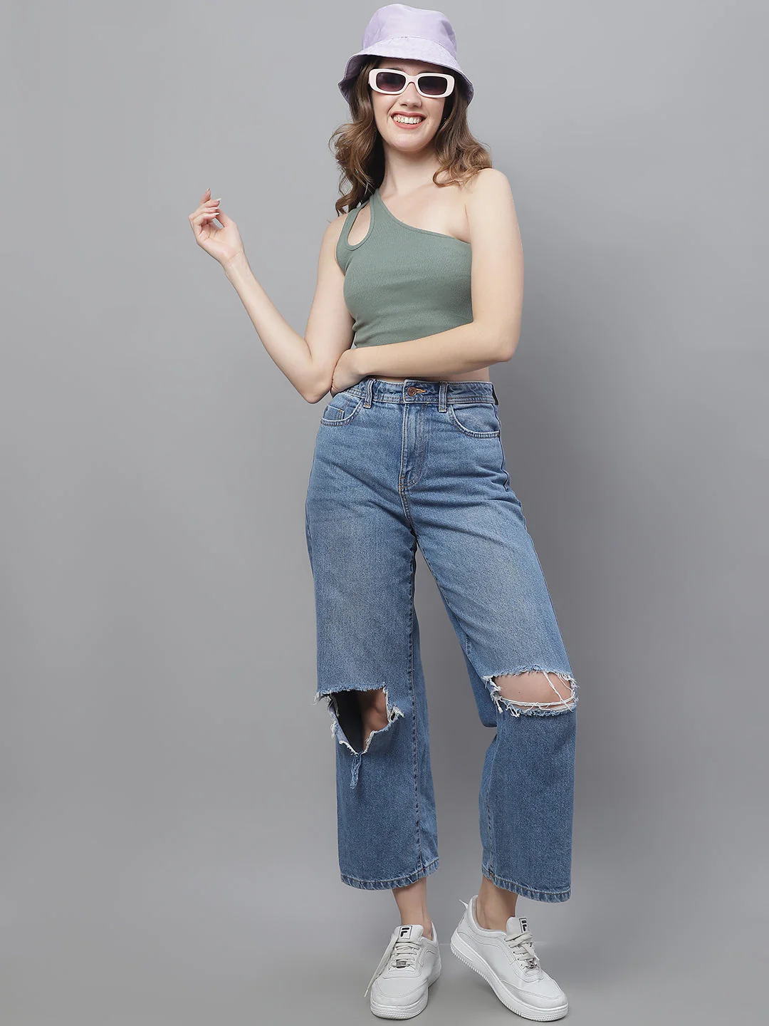 Women Green One Shoulder Top - Image 6