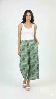 Women Green Wide-Leg Plazzo Pants