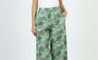 Women Green Wide-Leg Plazzo Pants - Image 3
