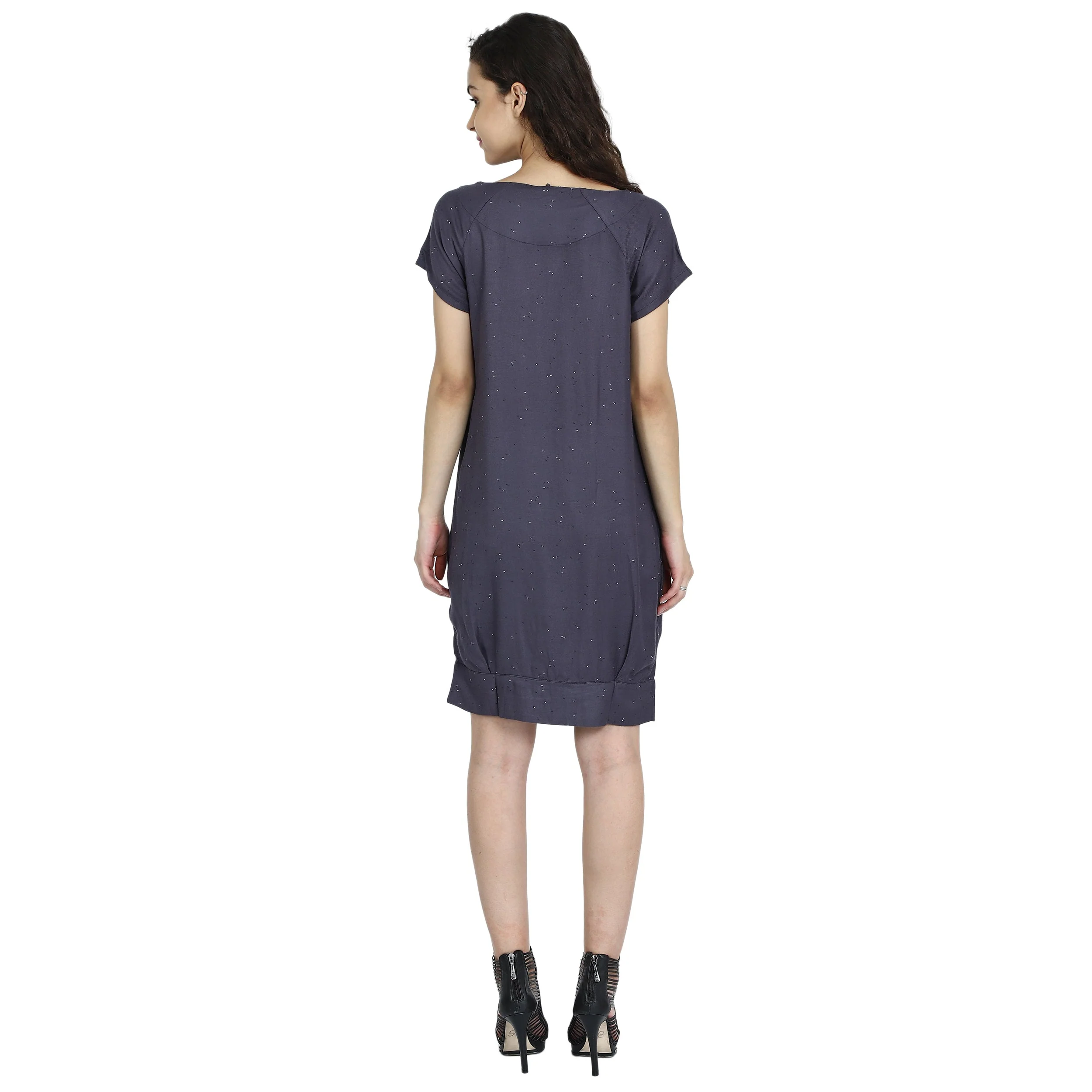 Women Grey A Line Mini Dress - Image 2