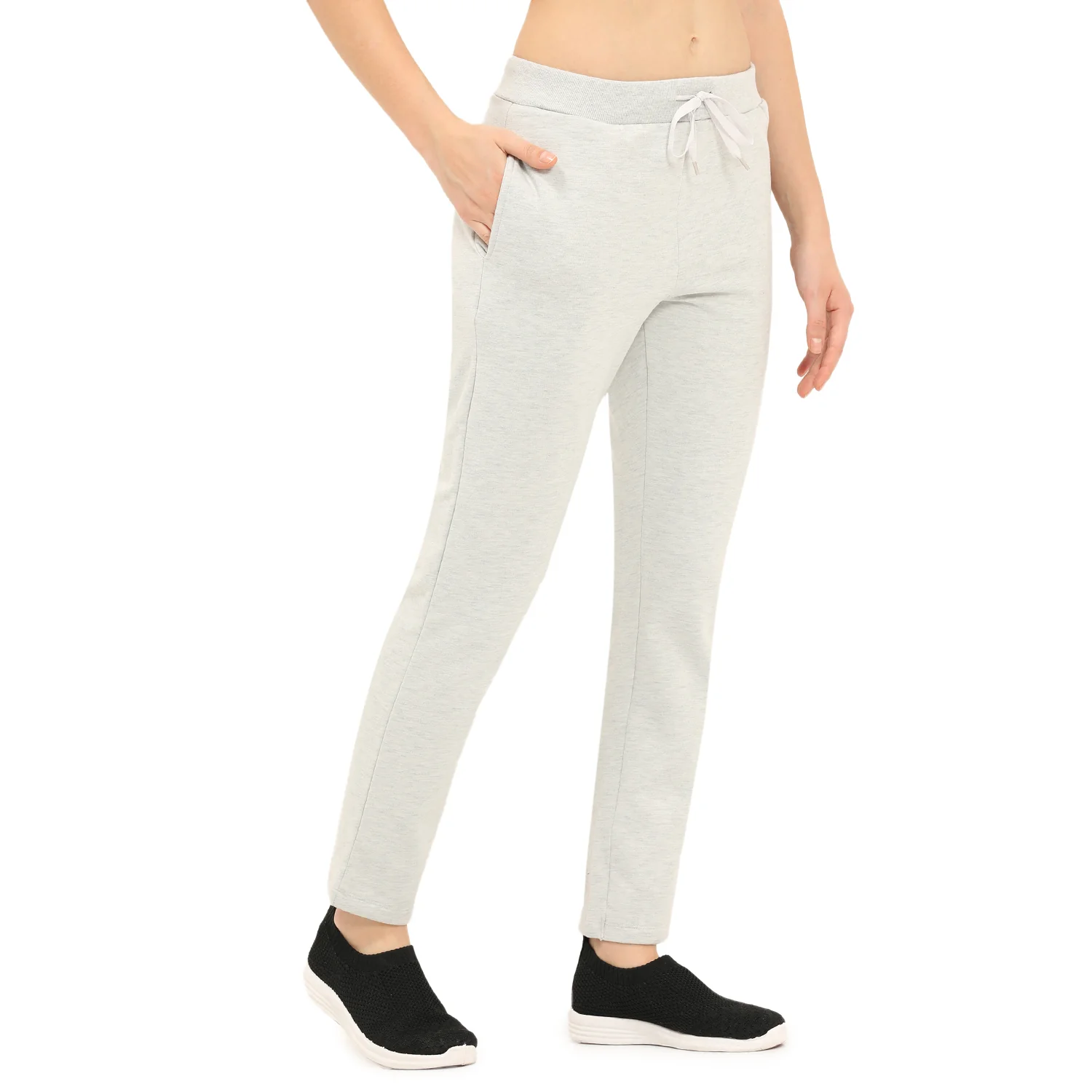Women Grey Ankle Length Fleece Track Pant - Image 4
