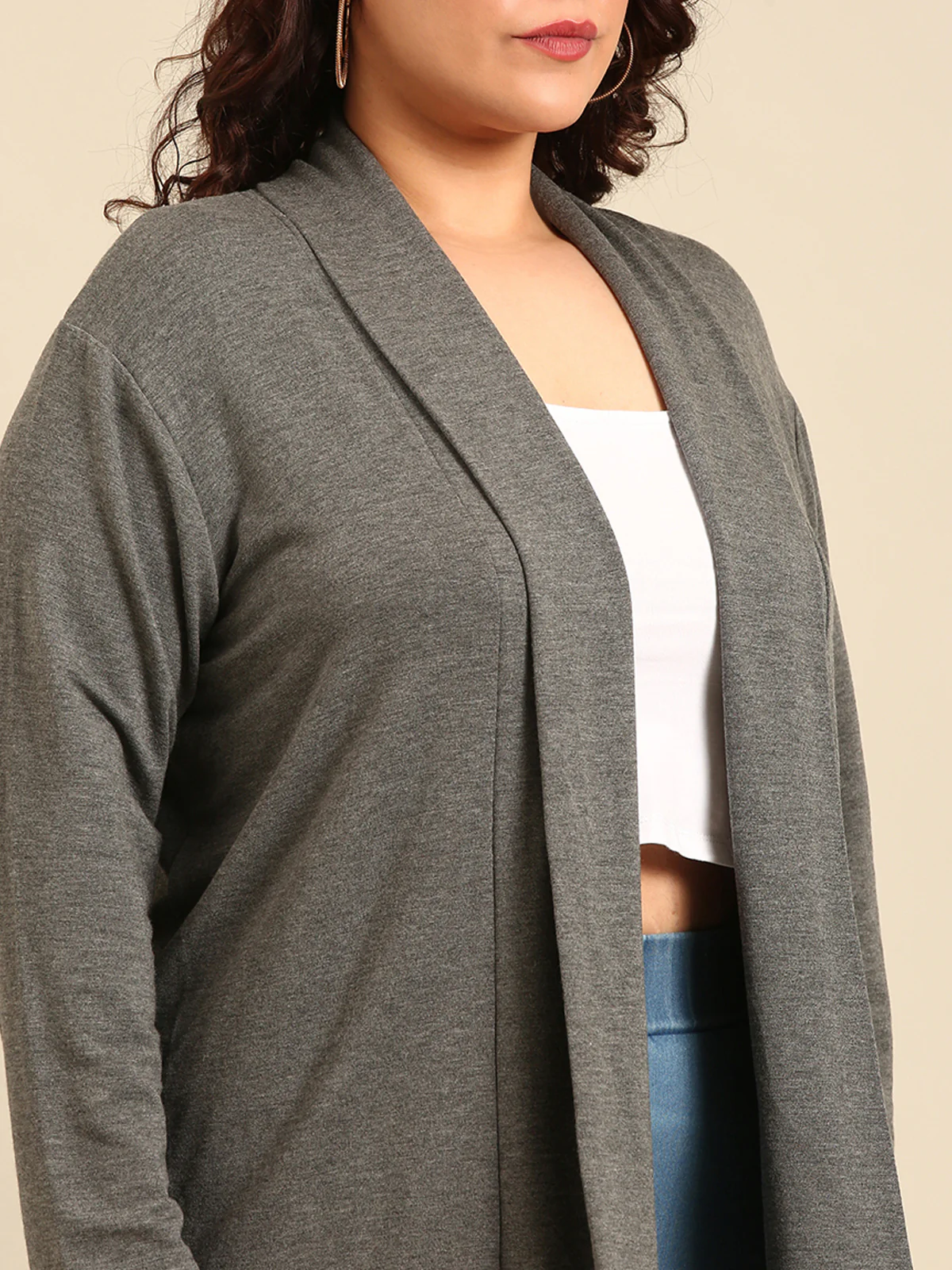 Women Grey Longline Shrug - Image 2