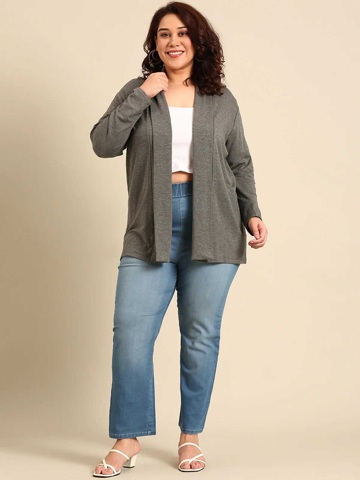 Women Grey Longline Shrug - Image 5