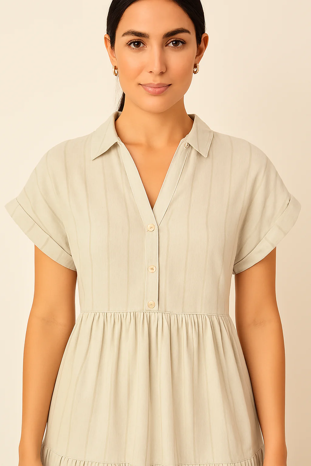 Women Grey Tiered A-Line Dress - Image 3