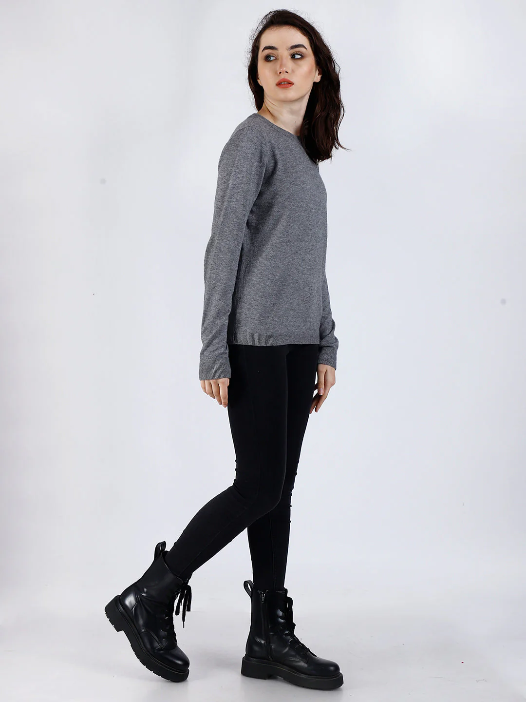 Women Grey Viscose Sweater - Image 5