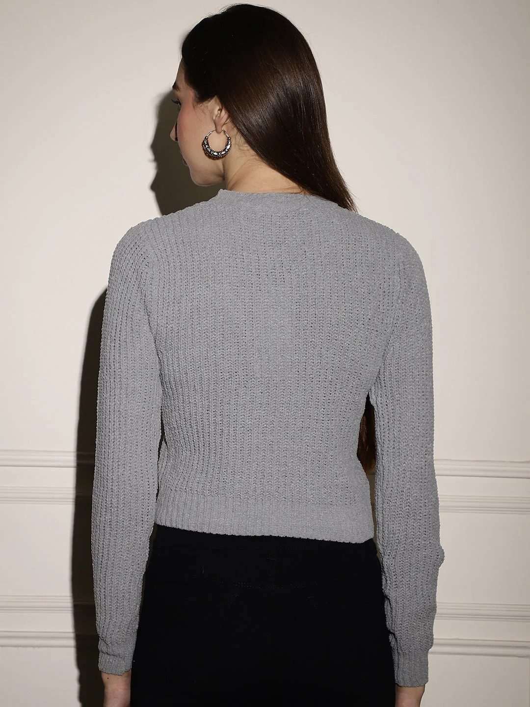 Women Grey Viscose Sweater - Image 4