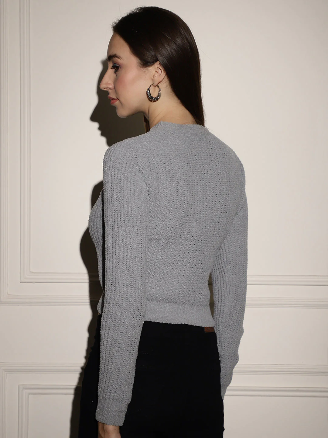 Women Grey Viscose Sweater - Image 5