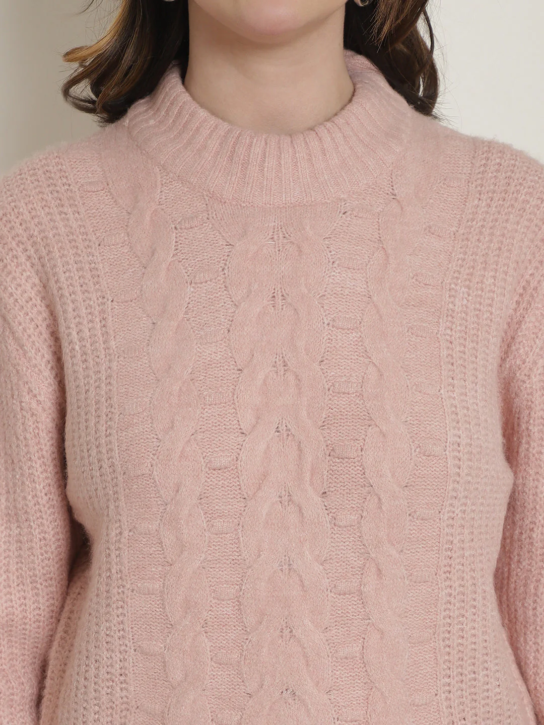 Women Light Red Turtleneck Sweater - Image 6