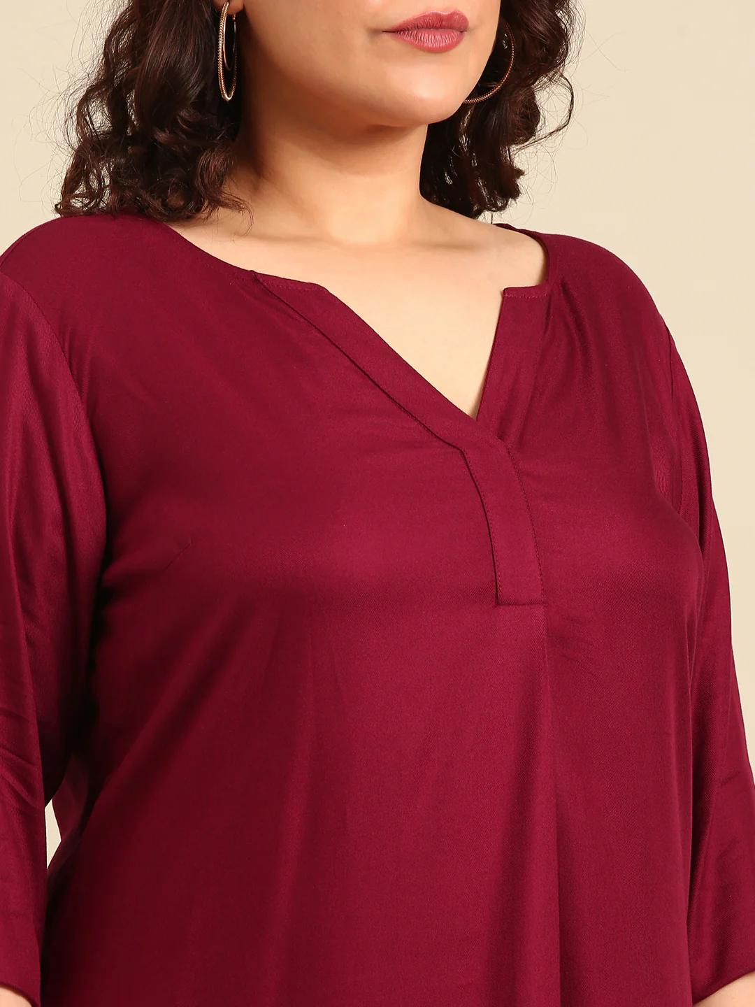 Women Maroon Solid Top - Image 4