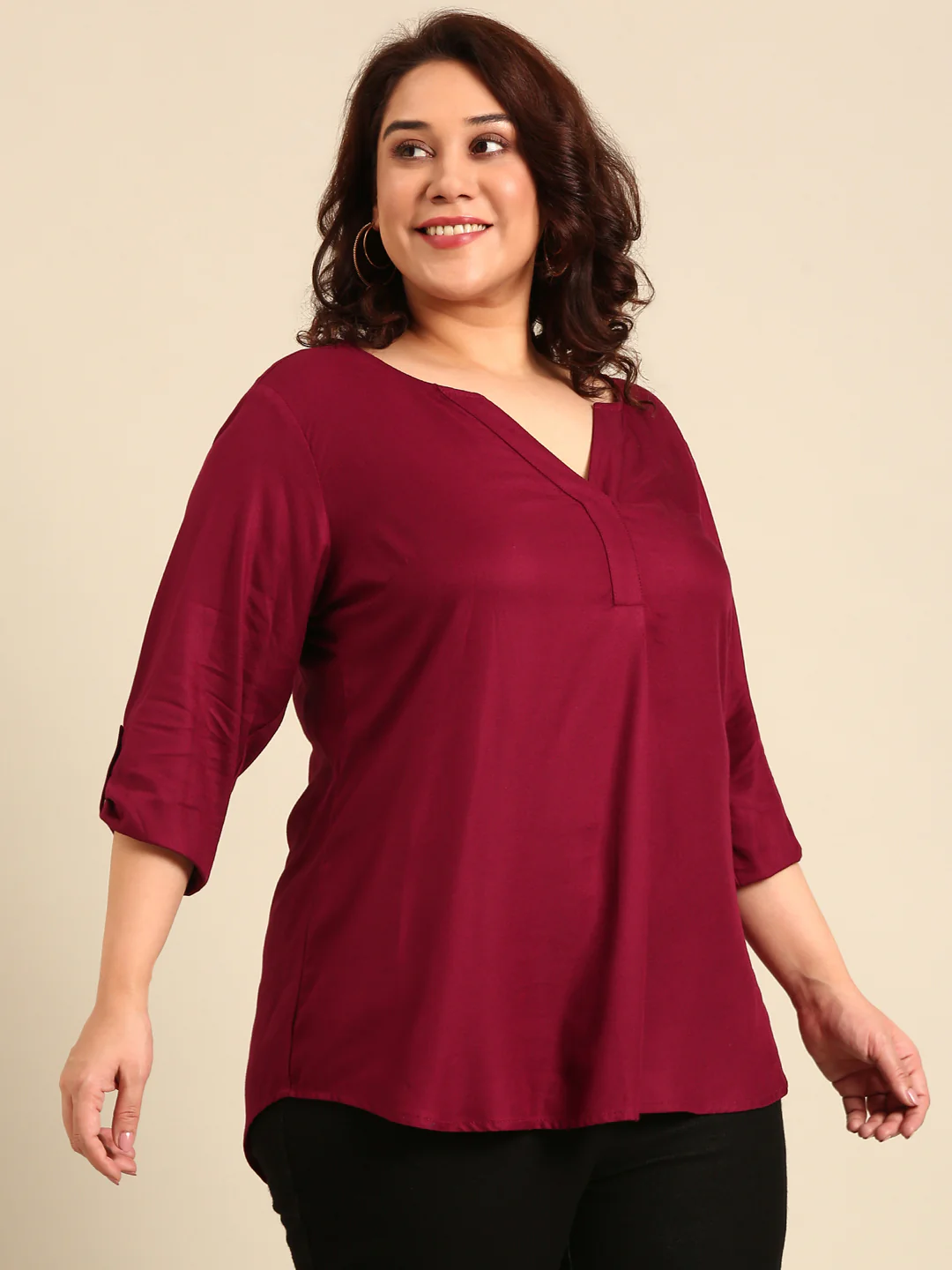 Women Maroon Solid Top - Image 5