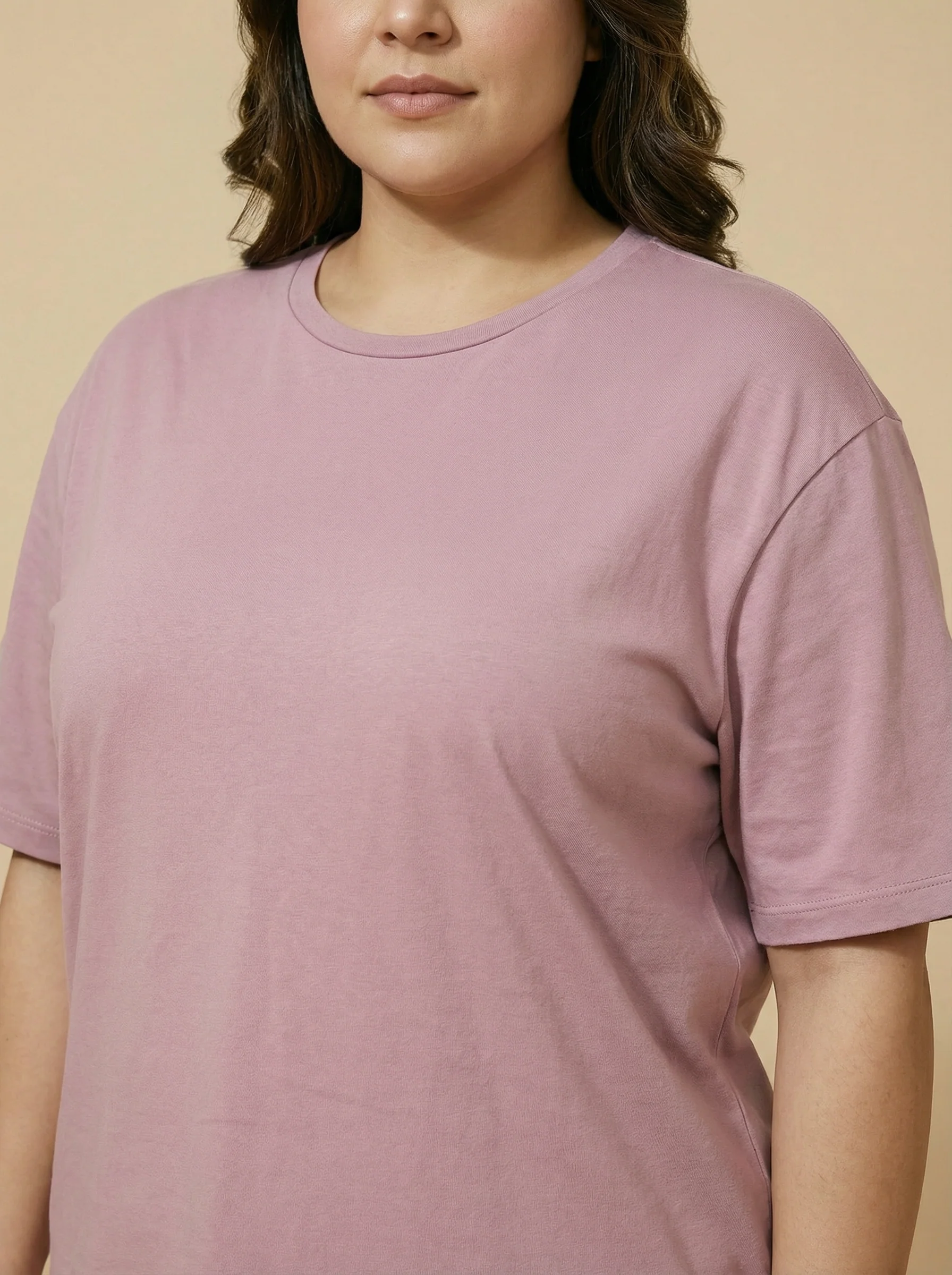 Women Mauve Over-Sized T-shirt - Image 3