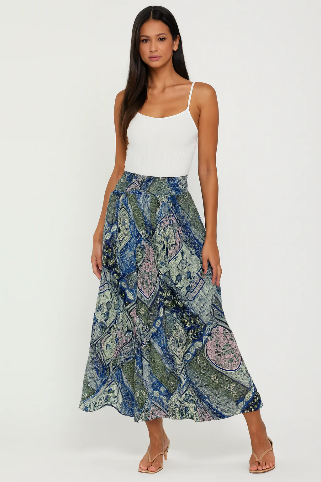 Women Multi Flared Maxi Skirt with Inner - Image 4