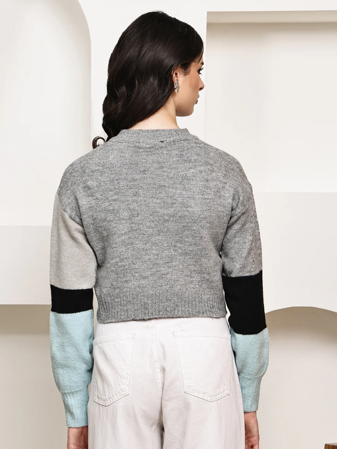 Women Multicolor Acrylic Knit Sweater - Image 2