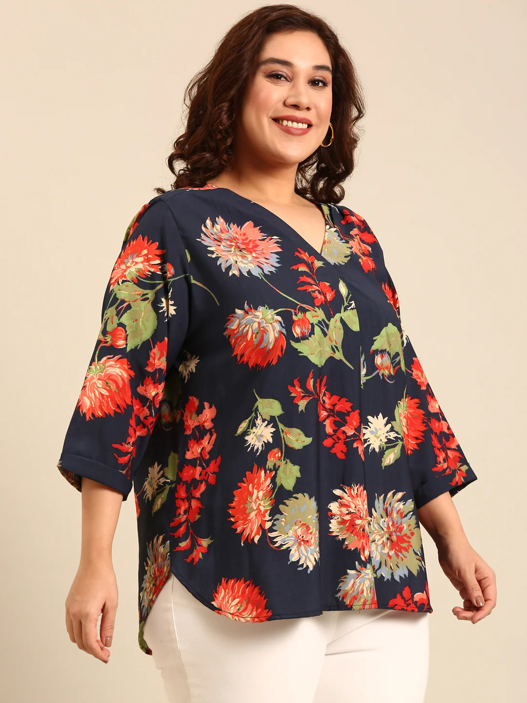 Women Navy Floral Top - Image 5