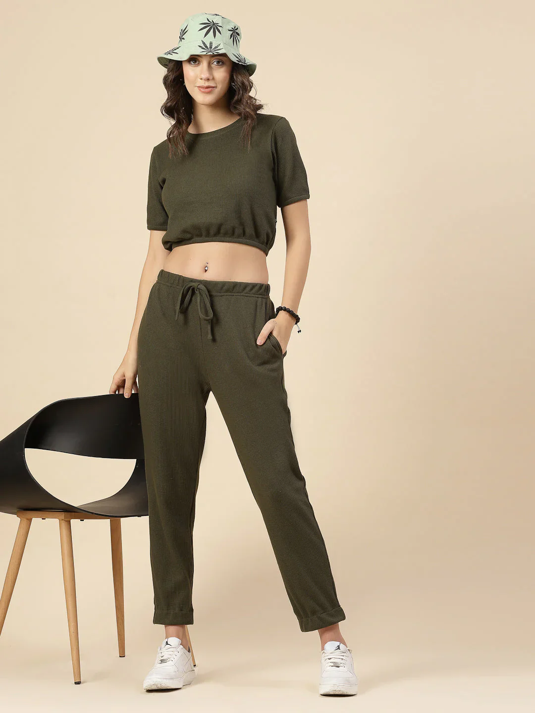 Women Olive Textured co-ords