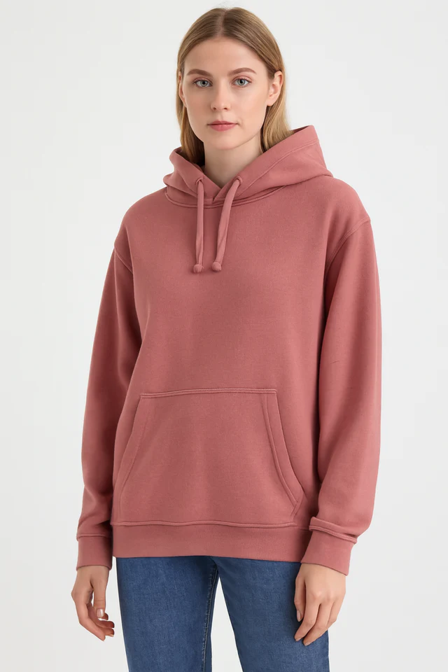 Women Peach Solid Pullover Sweatshirt