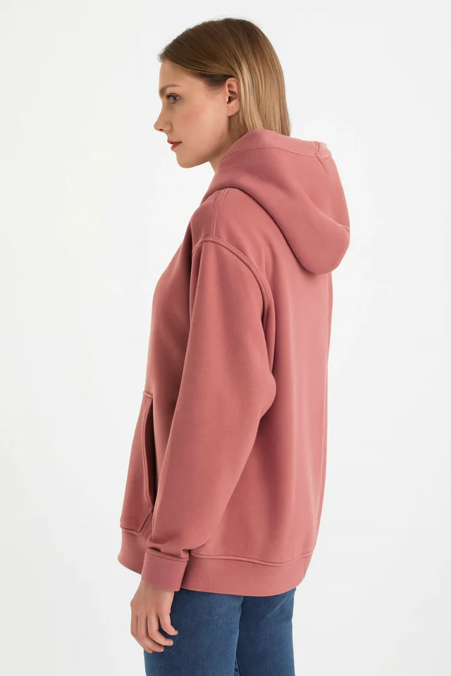 Women Peach Solid Pullover Sweatshirt - Image 3